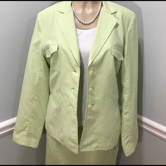 Kasper Lime Green Linen skirt size 12 - Picture 2 of 8